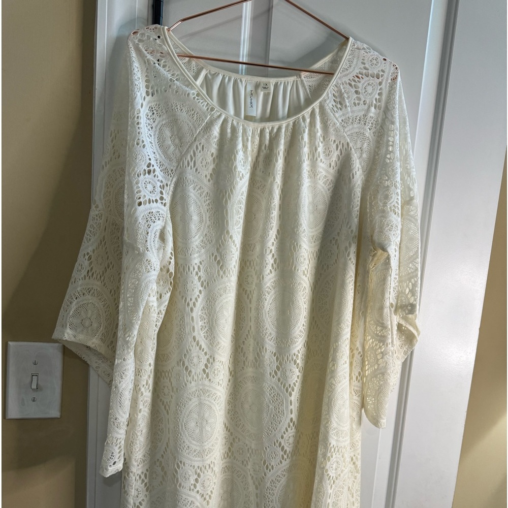 Women’s Cream Crochet - Lace Midi Dress